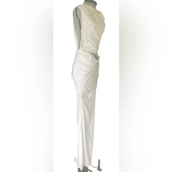 NWT Christopher Esber Christo Wrapped Tank Dress, faille fabric, white, XS/P - Picture 4 of 16